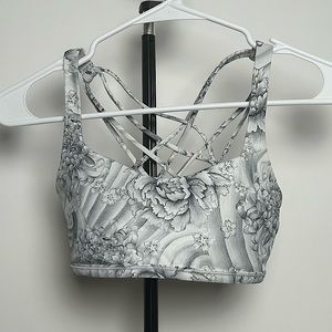 Lululemon women’s “Free To Be Bra”, color grey/white, size 6